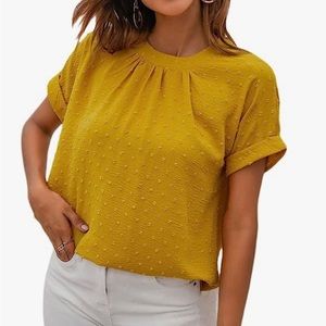 Milumia Ladies Swiss Dot Chiffon Ruffle Short Sleeve Blouse Large